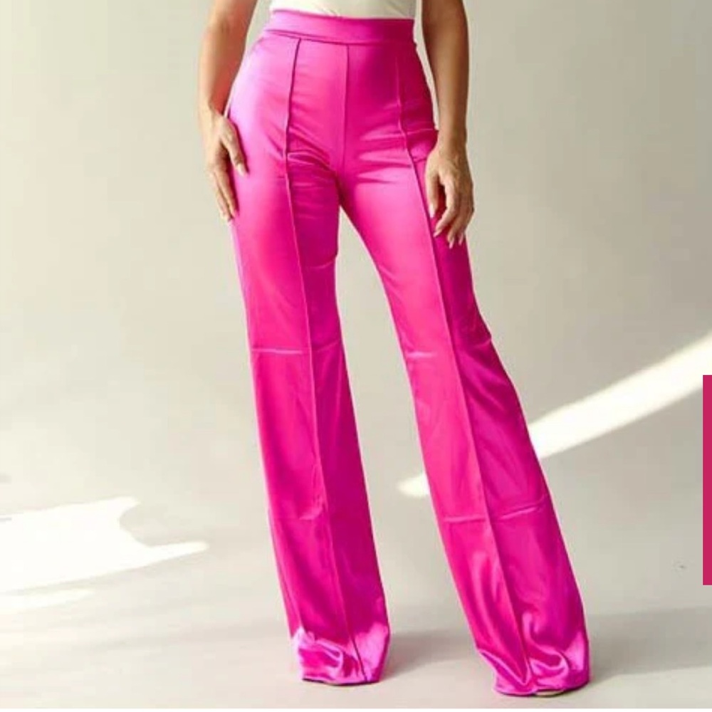 PINK SATIN PANTS